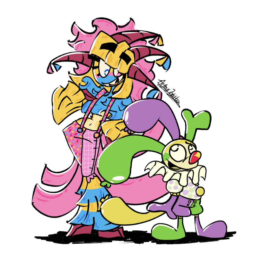 A drawing of two toons from the game Dandy's World, made by J3ST.